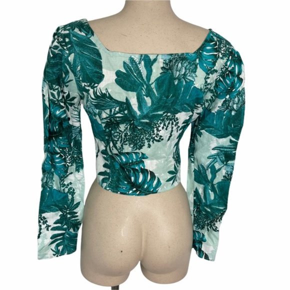 Guess Telana 100% Linen Jungle Print Top Small NWT - Picture 6 of 9